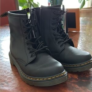 Dr. Martens Black Combat Boots with Yellow Stitching